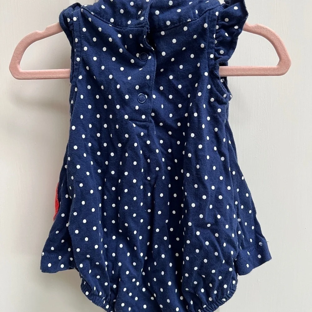 Carter’s 3M Blue and White Polka Dot Red Ladybug Girls Dress Onesie